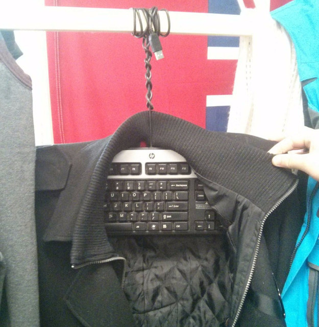 And finally, out of coat hangers? Just unplug your keyboard and use that.