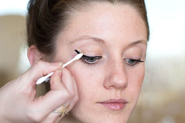 But if your eyeliner is still a hot mess, use a pointed Q-tip and concealer to clean up any mistakes.