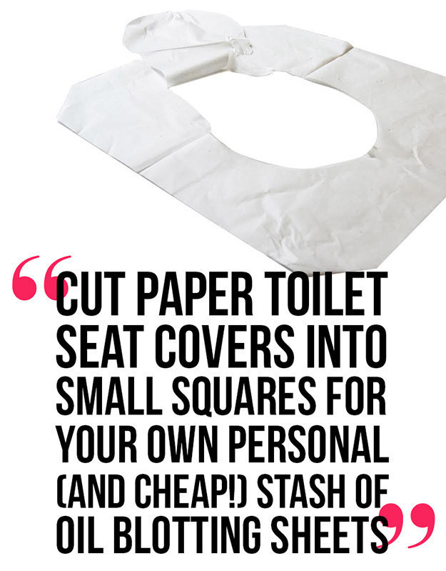 Toilet seat covers make excellent oil blotting sheets.