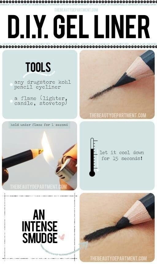If you want a smudgy eyeliner look but only have a regular kohl pencil, heat up your pencil over a stove burner for a few seconds to soften it.