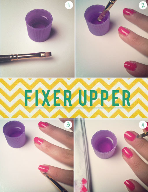 Use a tiny brush and some nail polish remover to get rid of polish around your cuticles.
