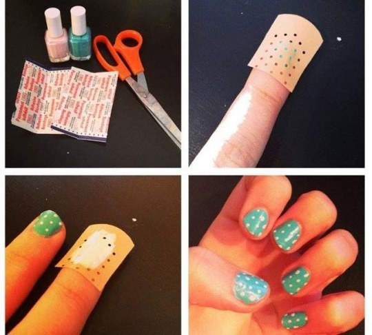 For quick and cute nail art, use this cool Band-Aid trick.