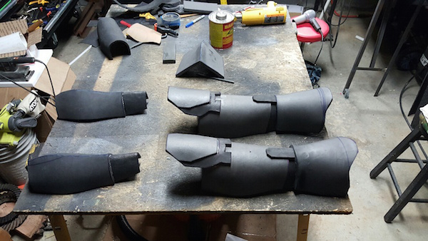 "The armor was cut and formed using a thinner more rigid foam."