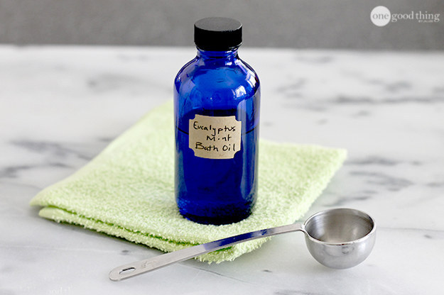 Make your own eucalyptus mint bath oil.