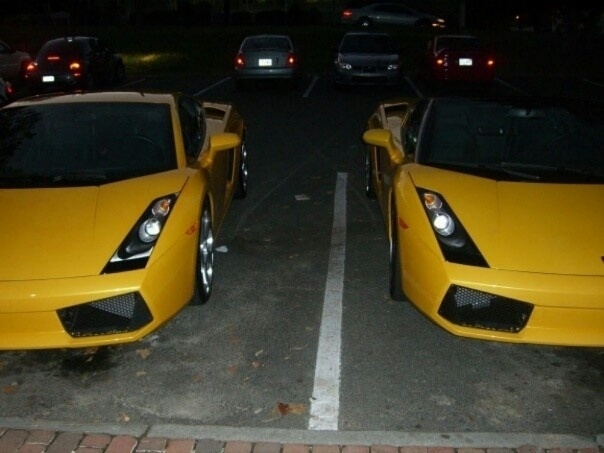 These two Lamborghini inadvertently parked next to one another.