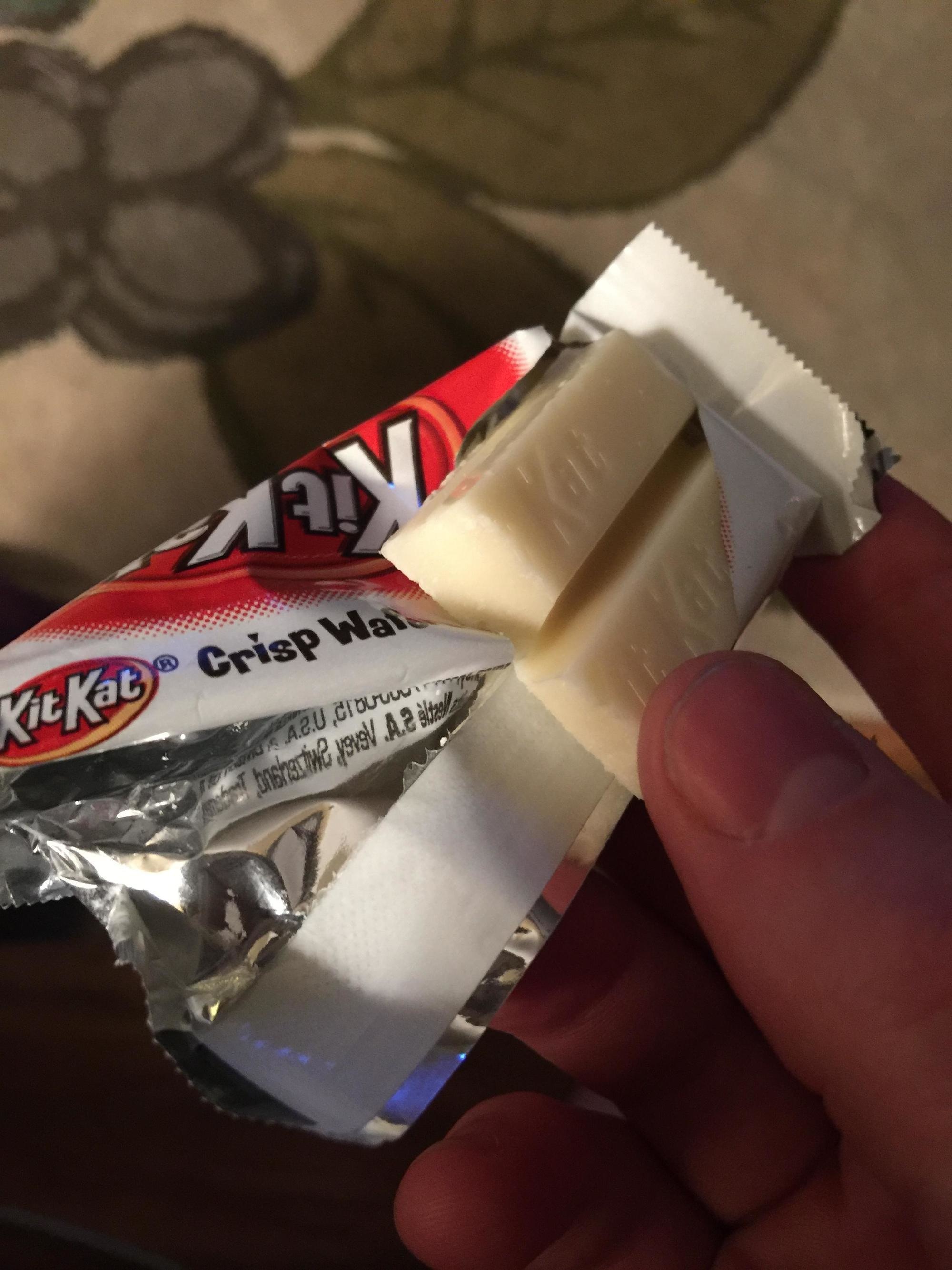 The white chocolate Kit Kat that was all white chocolate.