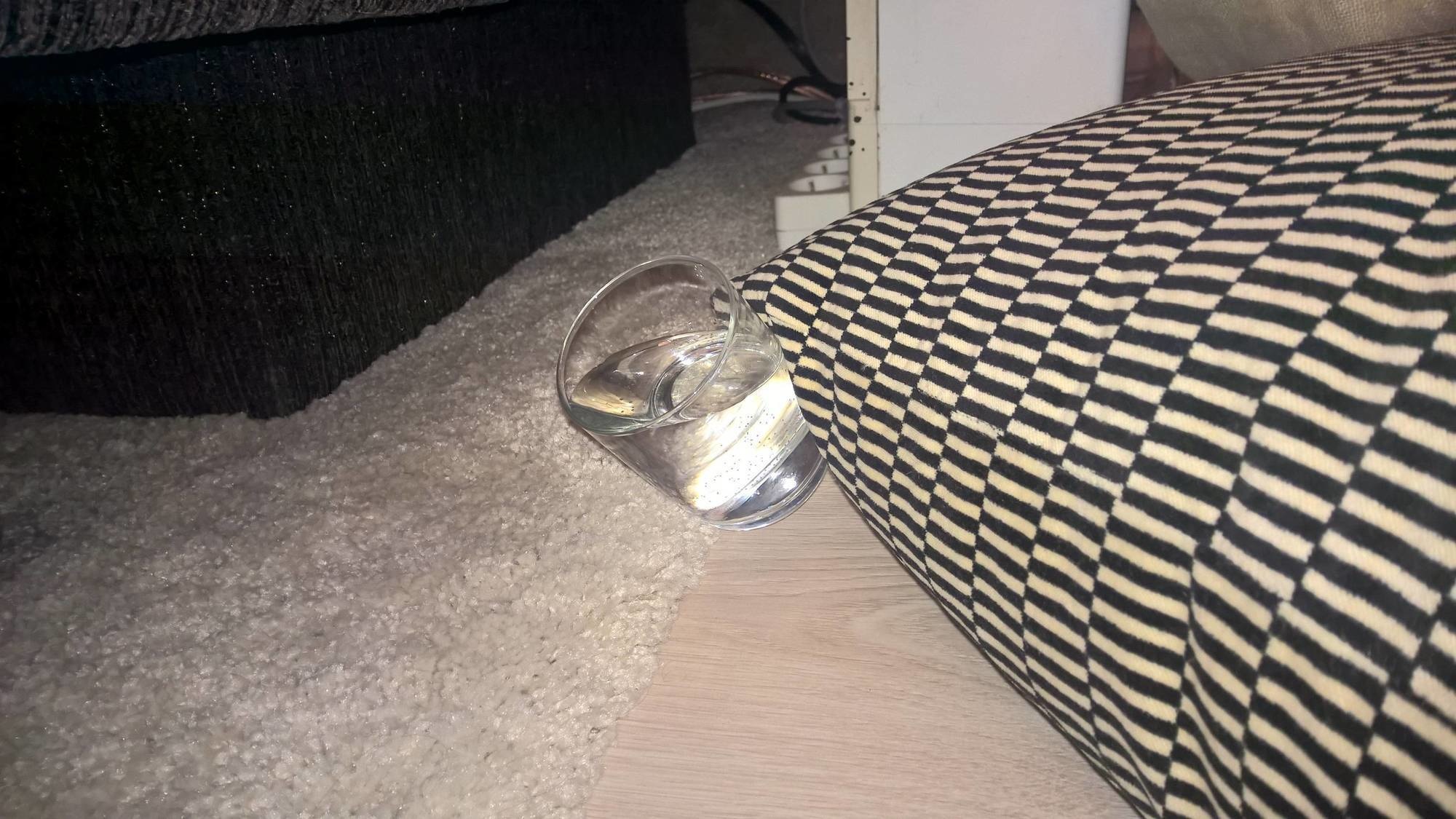 This pillow knocked over a glass of water, but it didn't spill.