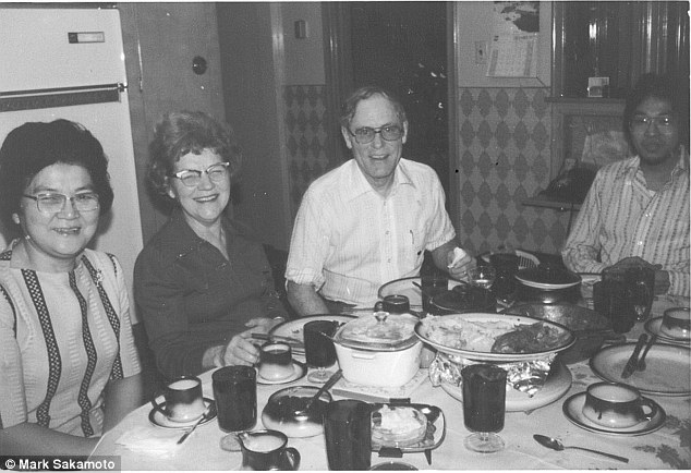 Mitsue Sakamoto, Phyllis MacLean, Ralph MacLean and Stan Sakamoto in Medicine Hat Alberta in 1968