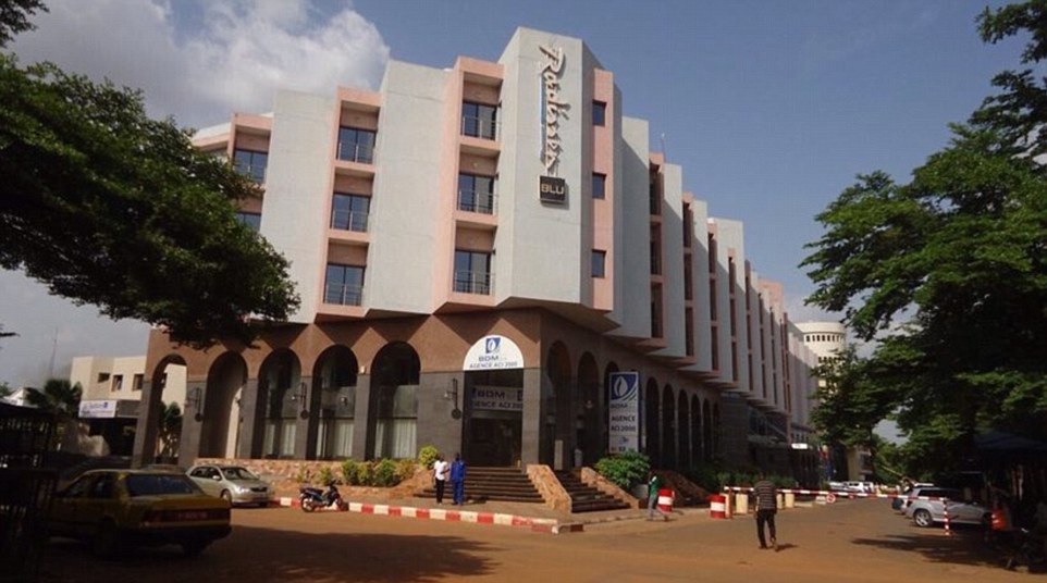 Armed jihadists have gone on a deadly shooting rampage inside the Radisson Blu hotel (pictured) in the centre of Bamako, Mali