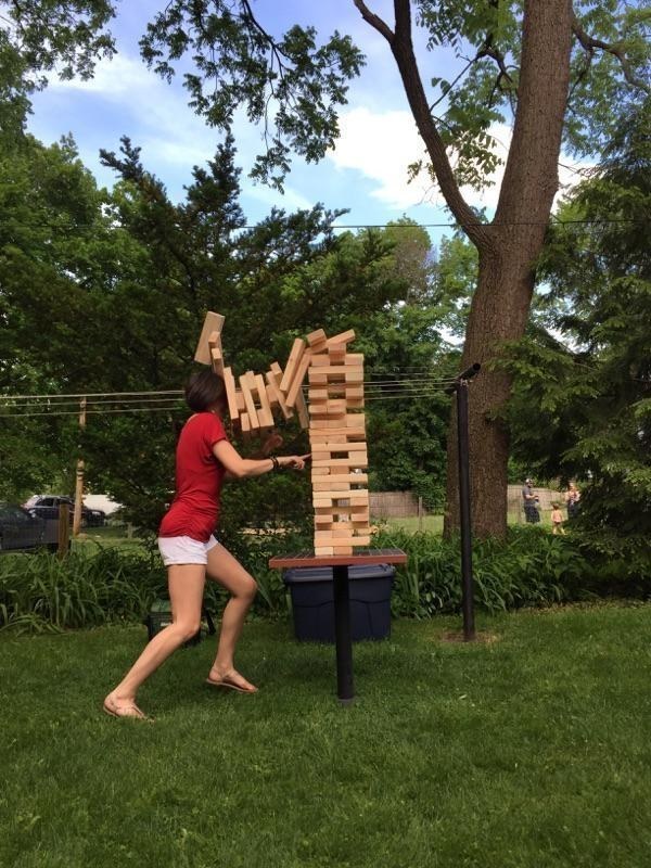 This girl, who died doing what she loved – playing giant Jenga alone in her garden.