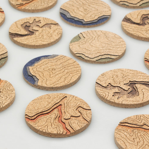 These topographical cork coasters ($40).