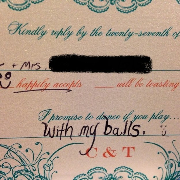 This husband who kindly RSVP'd to a friend's wedding: