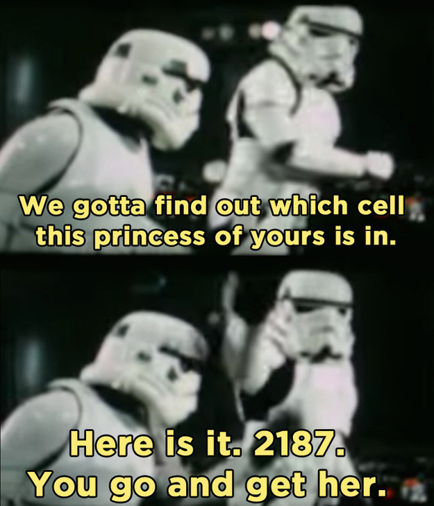Well, when Luke and Han go to rescue her, Han says which cell number she's being held in. And guess what the cell number is: