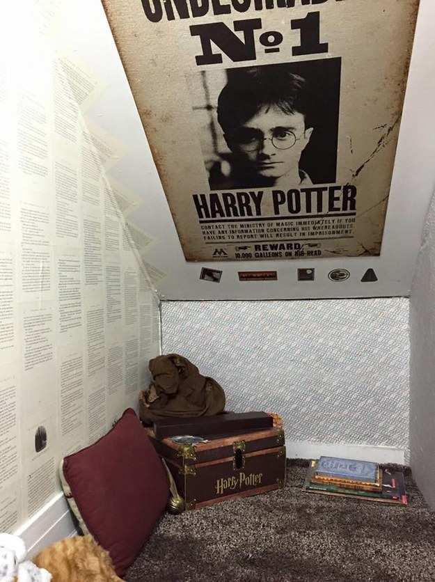"I just love Harry Potter and books and reading," she explained. "I am pretty crafty and handy around the house so I figured why not? What kid wouldn't want their own secret room?"