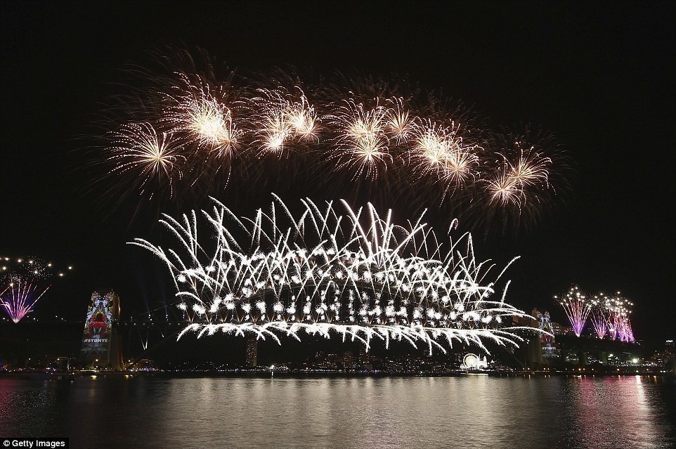 Much like in Times Square, people gather in the Sydney Harbor during the day to get a good view of the fireworks.
