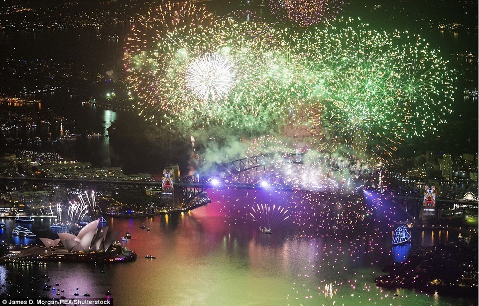 Sydney Harbor is always the center New Year celebrations in Australia.