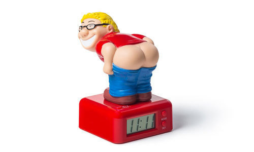 An alarm clock that wakes you up with the sound of a fart. 