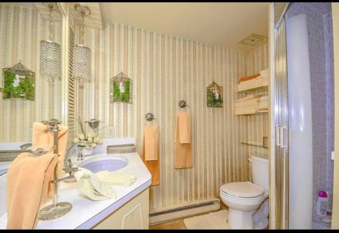 The basement bathroom is just as impressive as the facilities upstairs.