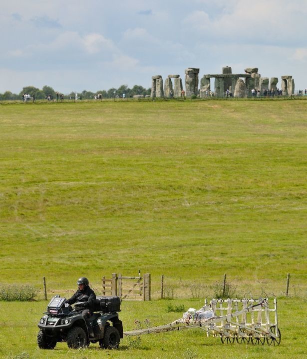 Under the ground a mile from Stonehenge, archaeologists found one of Europe's largest prehistoric monuments. The stones are 15 feet tall, and may have been used for religious rituals.