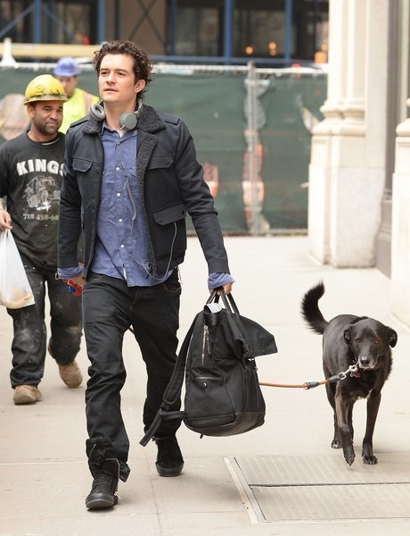 Orlando Bloom enjoys a walk with his rescued dog Sidi. The two are a match made in heaven!