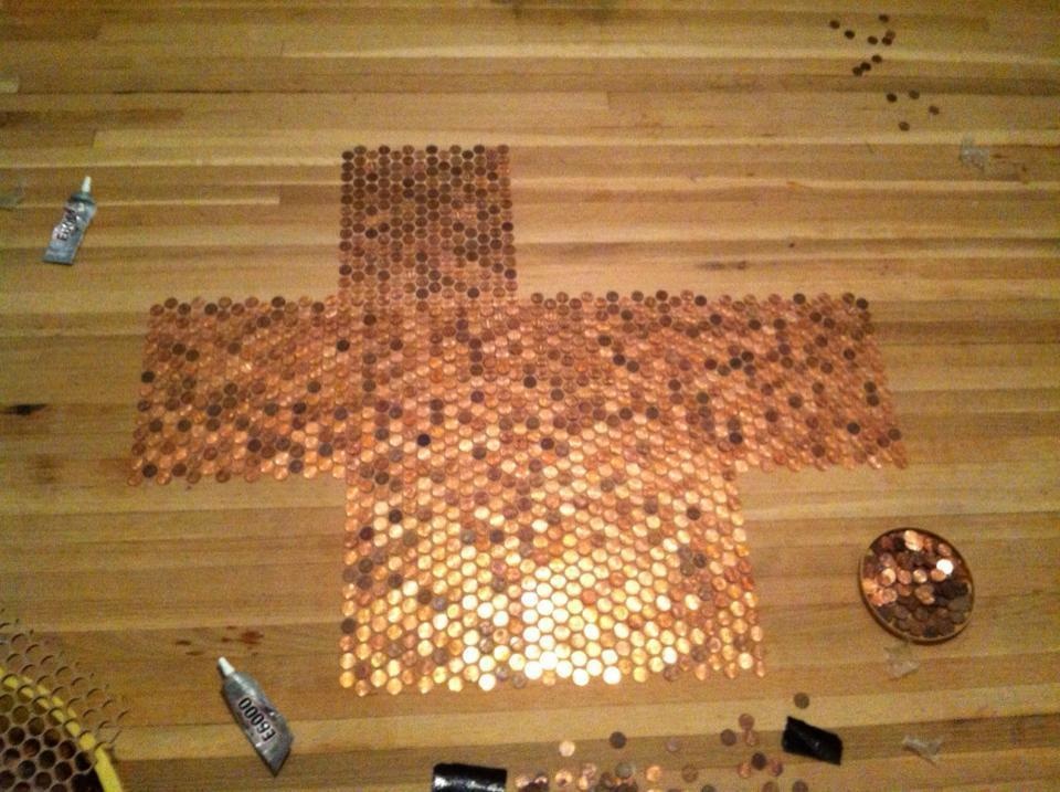 Instead of hardwood, one woman decided to cover her entire dining room floor in pennies.