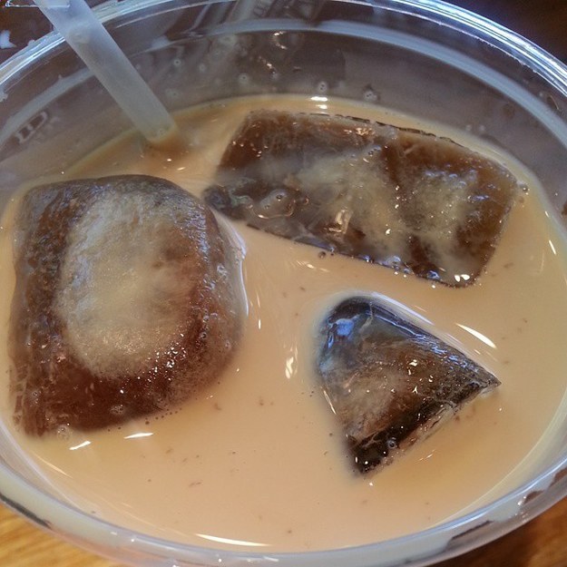 Ice cubes made out of coffee so that they won't dilute your iced coffee when they melt.