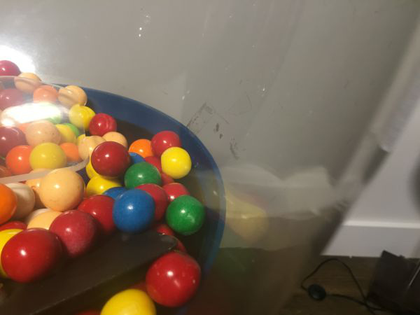 "Looks like there's something hidden in the gum balls."