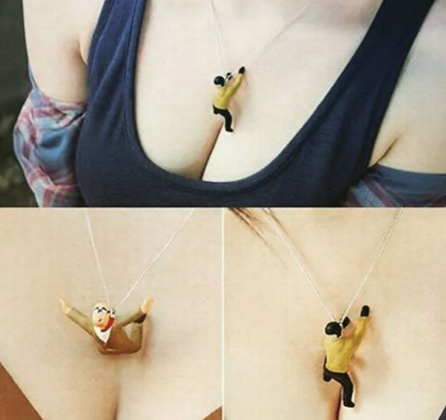 Losing long necklaces to your own cleavage:
