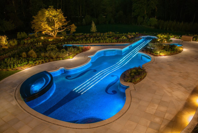 This awesome pool shaped like a violin.