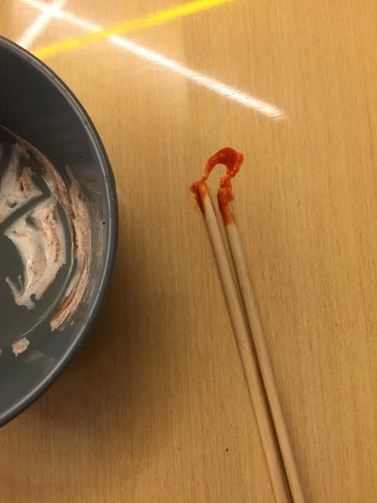 Well, I'm sure you're well aware of the one Fault In Our Chopsticks, and that's the mess that generally ends up on the table when you rest your weary fingers and put the chopsticks down.