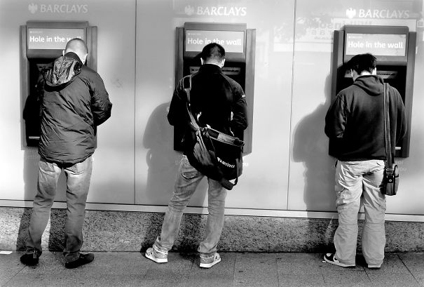 Men Taking A Leak At An Atm: Liverpool.