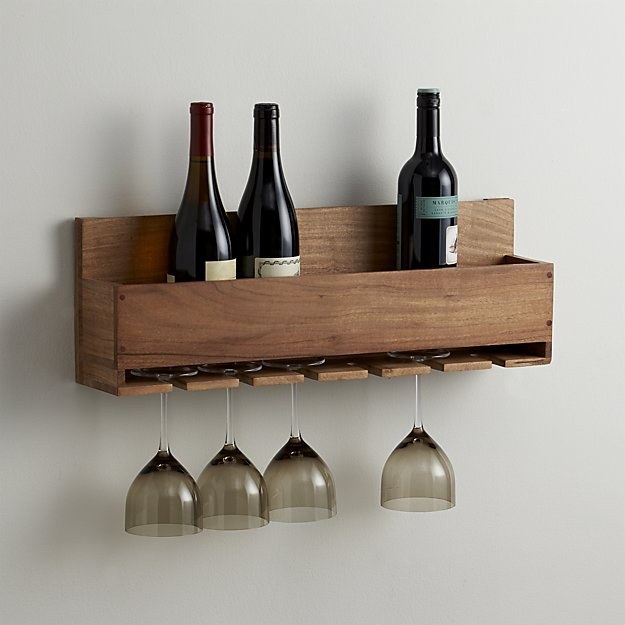 This rack that will hold wine glasses *and* bottles ($49.95).
