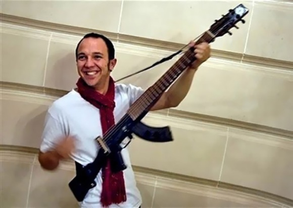 An AK-47 turned into guitar. 