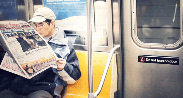 new york city subway cinemagraph underground newspaper