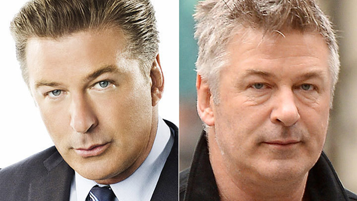 Alec Baldwin looks slimmer, well-rested, and more pouty in the studio image. 