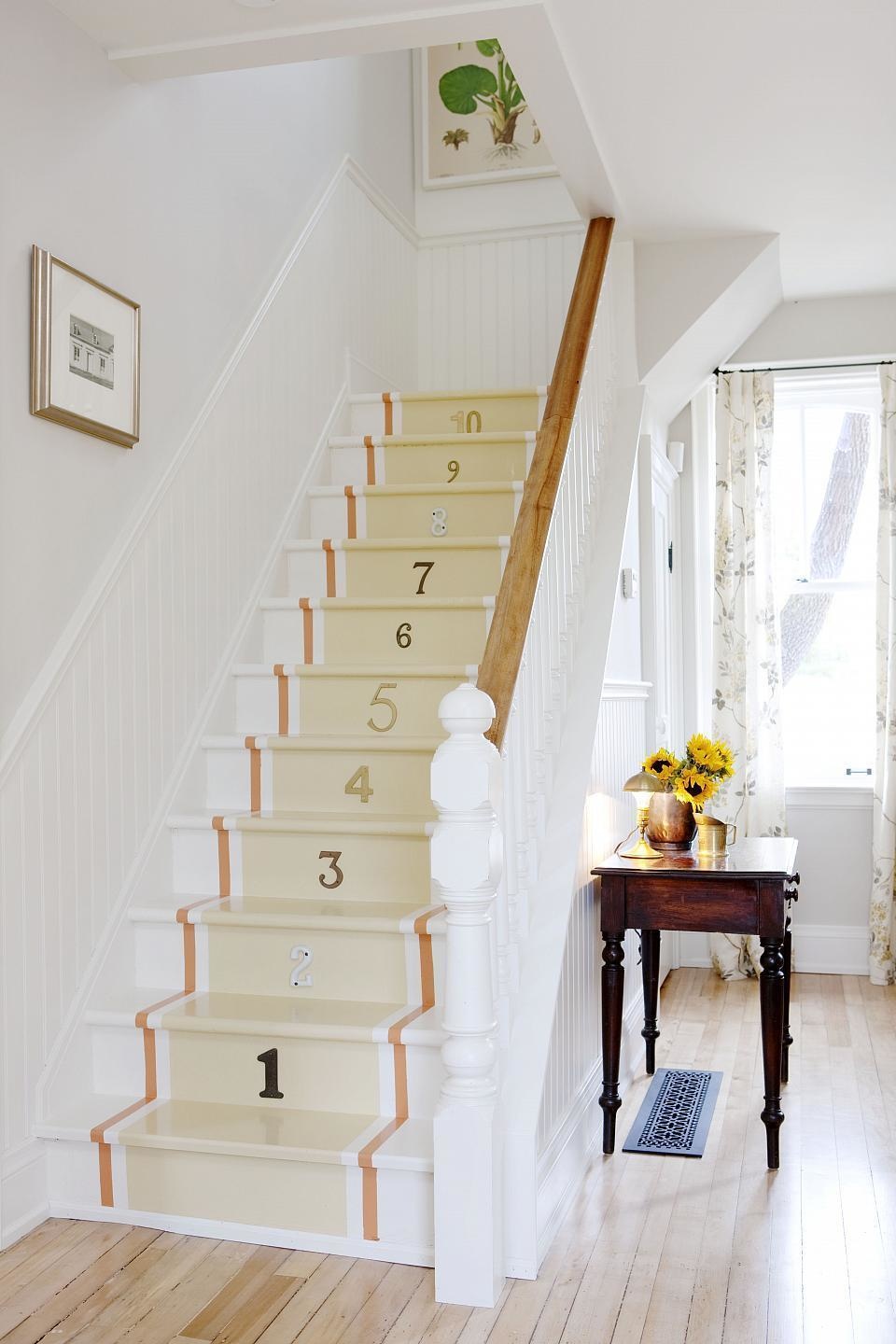 Try painting the stairs. You can paint just the risers, the platforms, or the whole thing. 