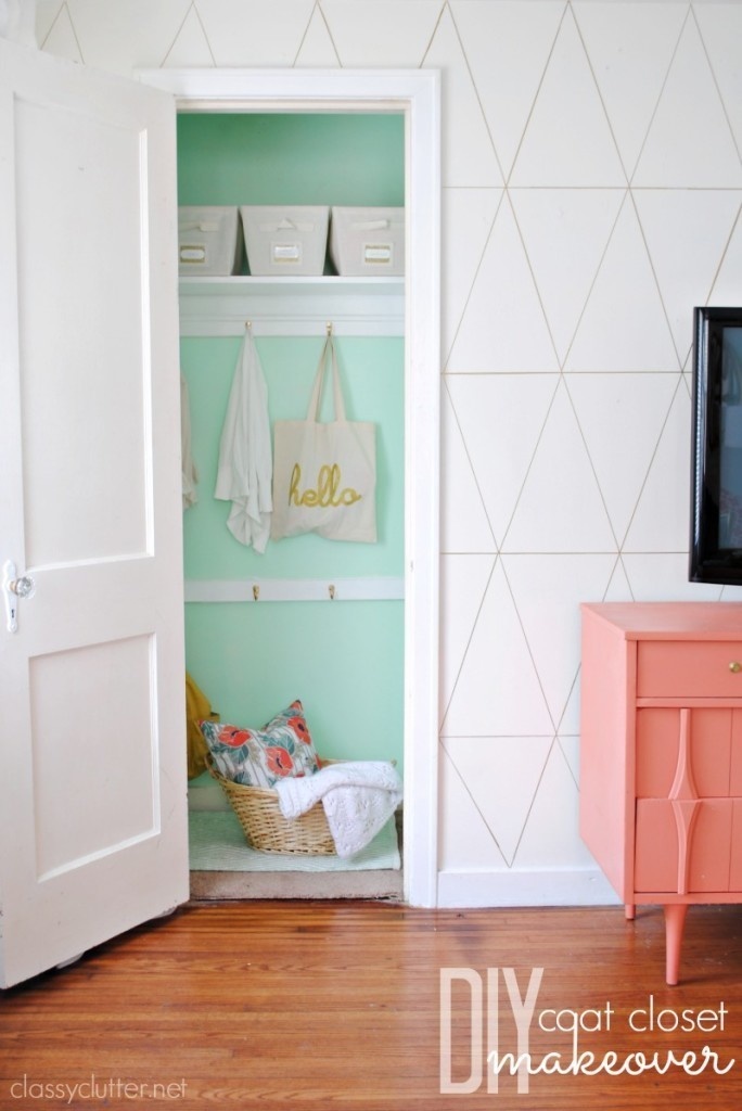 Paint the inside of a small coat closet as a simple and cute accent. 
