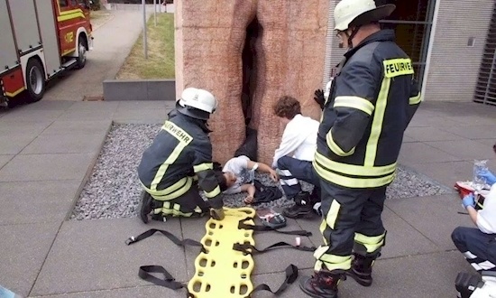 The student who got stuck in a statue of a vagina and had to have firemen get him out.