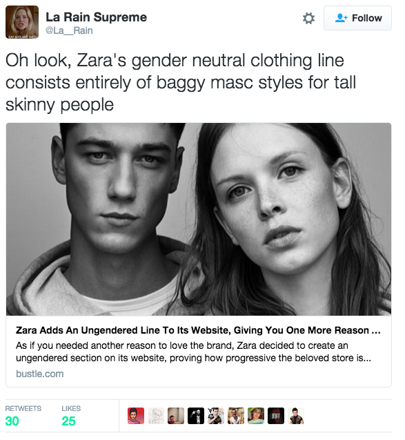 Quite frankly, they're pissed that "Ungendered" is actually so normative.