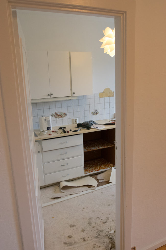 This is what the kitchen looked like when he started.