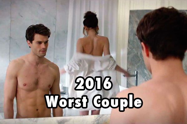 Worst Couple

-Jamie Dornan and Dakota Johnson - Fifty Shades of Grey (WINNER)

-All four "Fantastics" (Miles Teller, Michael B. Jordan, Kate Mara, and Jamie Bell) – Fantastic Four

-Johnny Depp and his glued-on moustache – Mortdecai

-Kevin James and either his Segway or his glued-on moustache – Paul Blart: Mall Cop 2

-Adam Sandler and any pair of shoes – The Cobbler