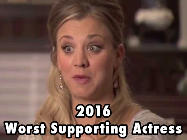 Worst Supporting Actress

-Kaley Cuoco – Alvin and the Chipmunks: The Road Chip (voice only) and The Wedding Ringer as Eleanor and Gretchen Palmer (WINNER)

-Rooney Mara – Pan as Tiger Lily

-Michelle Monaghan – Pixels as Lieutenant 

-Colonel Violet van Patten
Julianne Moore – Seventh Son as Mother Malkin

-Amanda Seyfried – Love the Coopers and Pan as Ruby and Mary