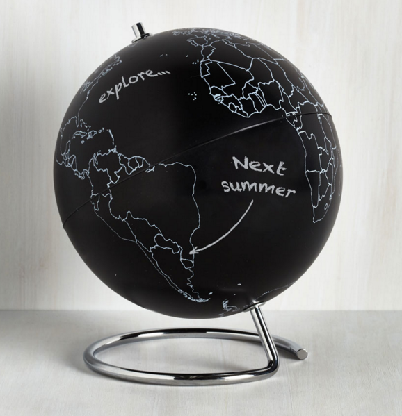 A globe that's perfect for taking notes on (or for planning your next vacation).