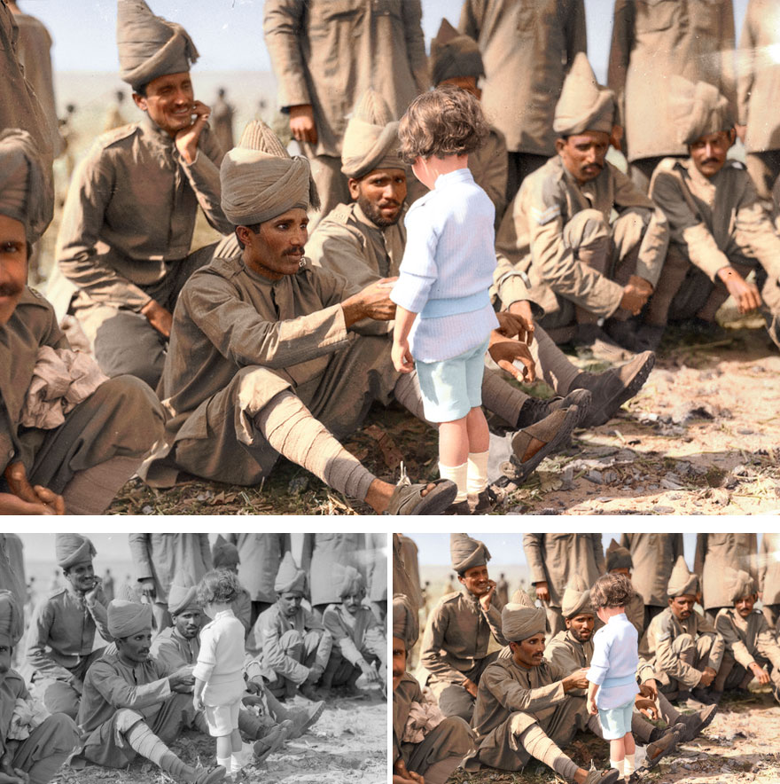 4. A French boy introducing himself to Indian Soldiers
