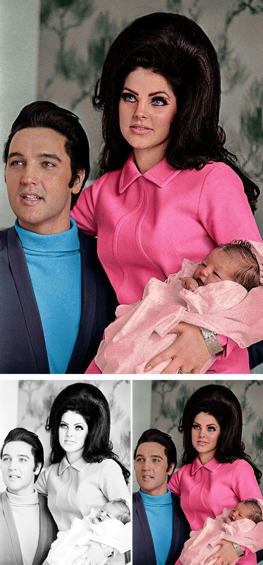 7. Elvis and Priscilla Presley with baby Lisa Marie