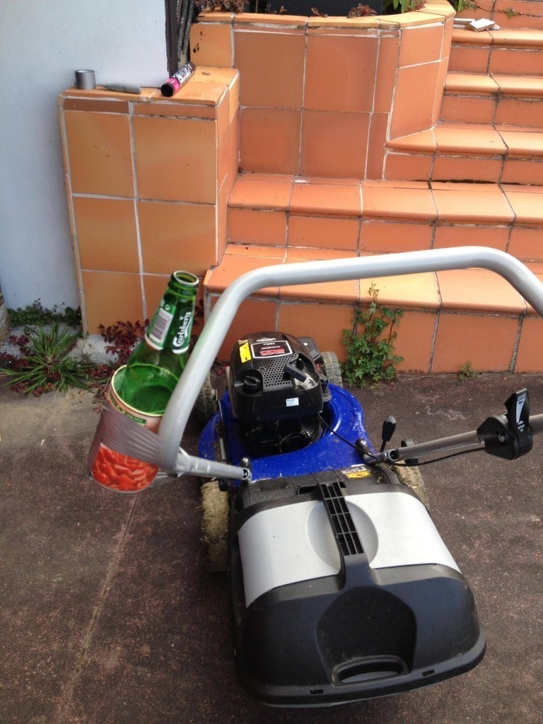 Now you can mow the lawn AND enjoy a refreshing drink at the same time.