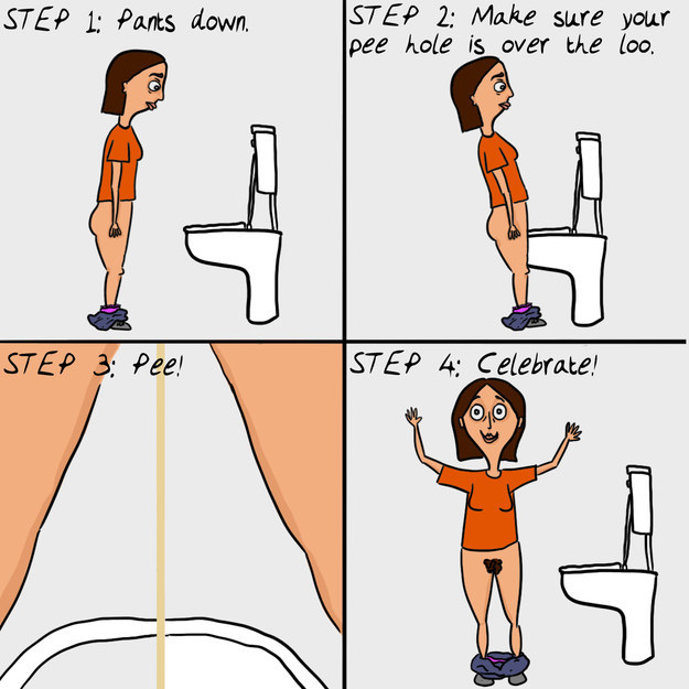 It turns out, all you have to do to pee standing up without a dick is to follow these four simple steps:
