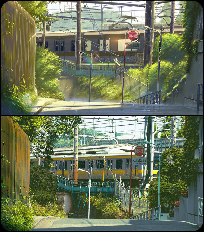 This urban transit scene is incredibly similar to the real-life inspiration.