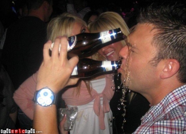 That's one way to drink a beer.