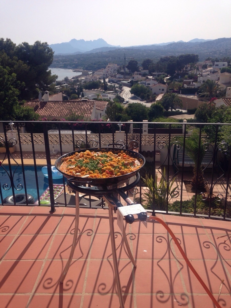 Making paella with a view in Spain.